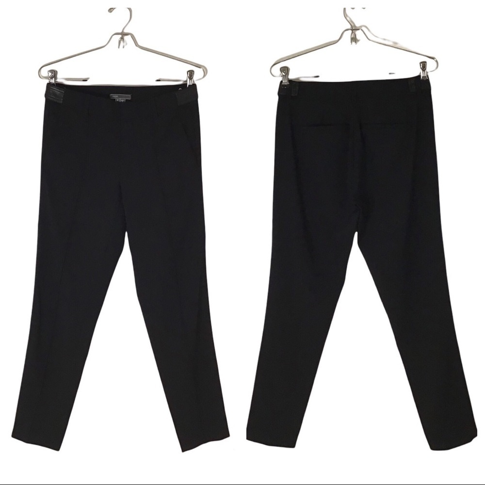Vince Black Front Stitch Seam Straight Leg Crop Wool Blend Pants